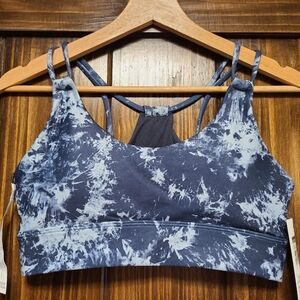 Wildfox Sports Bra, Size M, blue and white tie dye pattern, NWT